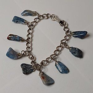 Awesome Blue Stone And Metal Chain Bracelet